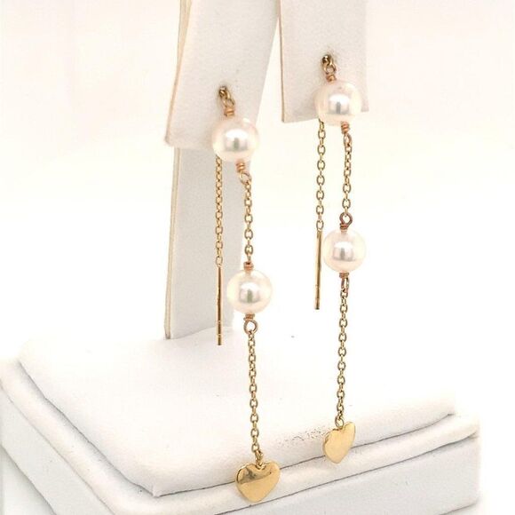 Akoya Pearl Earrings 14 KT Gold Certified $890 013428 - Picture 9 of 12